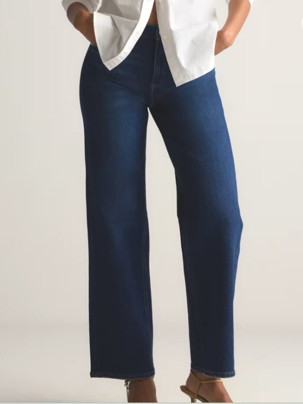 Quince Bella Stretch Relaxed Straight Jeans, Stormy Blue - 32